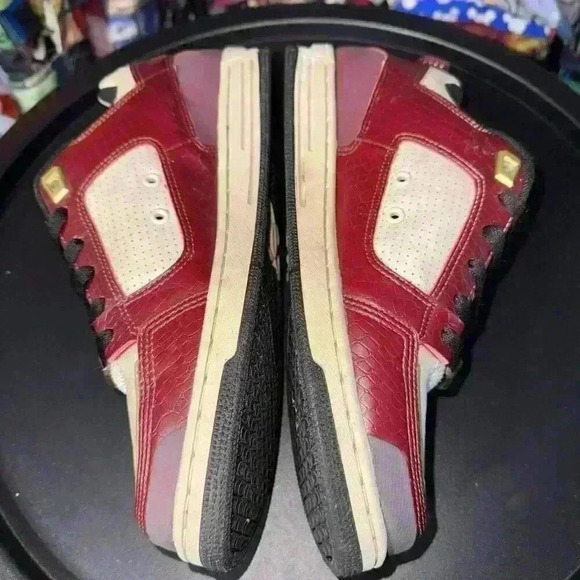 RARE DC Premier SN VTG  Y2K Fat Tongue Shoes Sneakers Burgundy Gold Men Size 8.5 - Picture 9 of 11